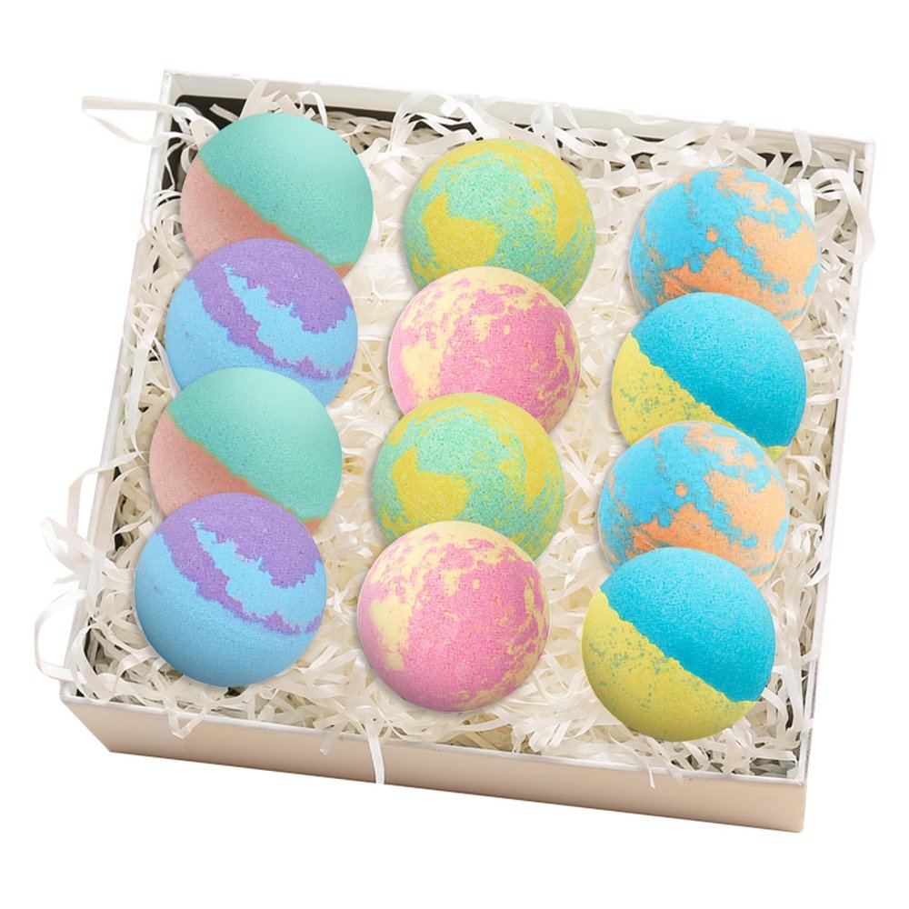 12PCS Bath Bombs Gift Set,Moisturizing Bubble Bath Bomb,Organic Bath Bombs for Women and Men,Relaxing Handmade Body Bath Ball,Gentle Bathbombs,Gift Idea for Birthday