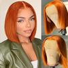 10 Inch Ginger Bob Wig Human Hair for Women 13x4 Lace Front Wigs Human Hair Pre Plucked 180 Density Short Glueless Bob Wigs with Hairline Orange Ginger Straight Lace Frontal wig #350 wig view 1