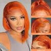 10 Inch Ginger Bob Wig Human Hair for Women 13x4 Lace Front Wigs Human Hair Pre Plucked 180 Density Short Glueless Bob Wigs with Hairline Orange Ginger Straight Lace Frontal wig #350 wig view 2