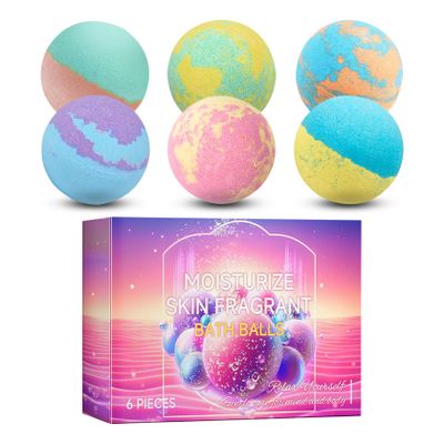 6PCS Bath Bombs Gift Set,Moisturizing Bubble Bath Bomb,Organic Bath Bombs for Women and Men,Relaxing Handmade Body Bath Ball,Gentle Bathbombs,Gift Idea for Birthday