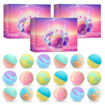 Bath Bombs Salt Balls,18 Natural Handmade Bath Bomb Kit,Organic Bathbombs with Rosemary Lemon Rose,Perfect for Bubble Spa Bath,Birthday Gifts for Boys, Girls