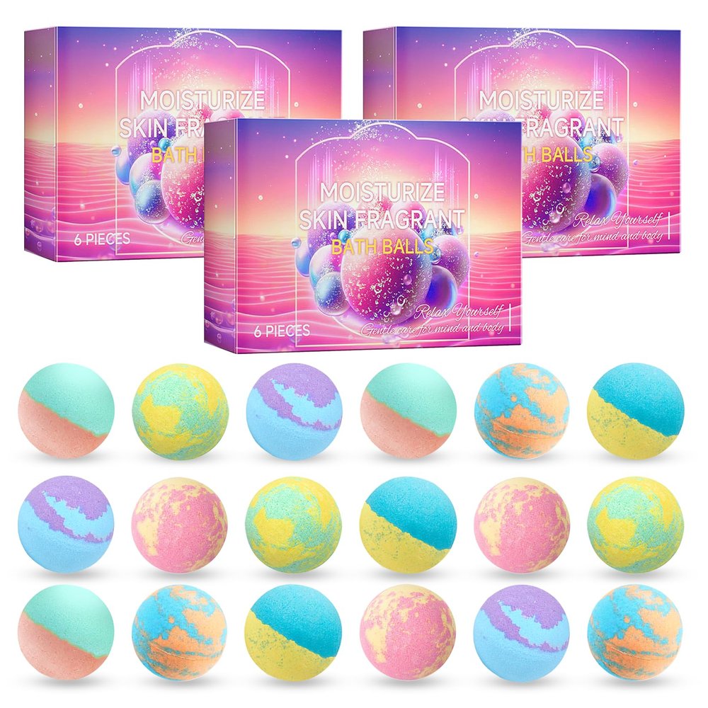 Bath Bombs Salt Balls,18 Natural Handmade Bath Bomb Kit,Organic Bathbombs with Rosemary Lemon Rose,Perfect for Bubble Spa Bath,Birthday Gifts for Boys, Girls