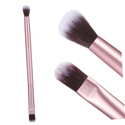 DECOMELODY Double Ended Makeup Brush for Eyebrows and Eyeshadow Professional Cosmetics Tool in Dark Matted Golden for Women for Travel and Daily Use
