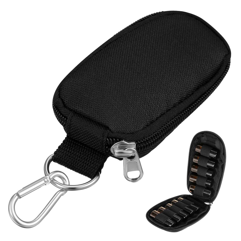 DEARMAMY Portable Essential Oil Carrying Case Holds Bottles Keychain Style with Elegant Handle for Travel Home Use Material for Storage Black