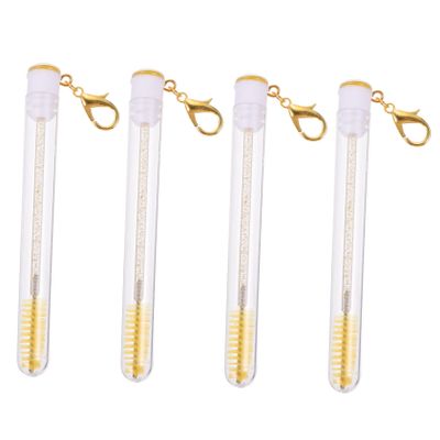 DECOMELODY 4Pcs Eyelash Brush Tubes with Diamonds Long Mascara Wands for Beauty Makeup Eyelash Applicator for Women for Beginners and Makeup Artists