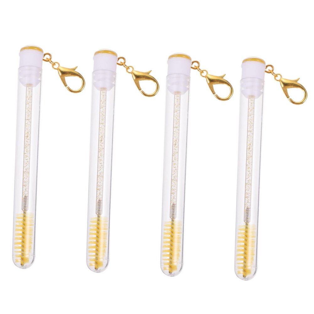 DECOMELODY 4Pcs Eyelash Brush Tubes with Diamonds Long Mascara Wands for Beauty Makeup Eyelash Applicator for Women for Beginners and Makeup Artists
