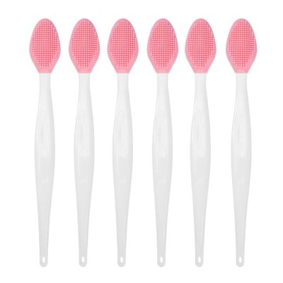 AMAMIA 6/12 Pcs Double Side Pore Scrubber/Lip Scrubber Multipurpose Silicone Nose Brush Soft Exfoliating Lip Scrub Brush for Smoother and Fuller Lip Appearance Skin Blackhead Cleaning Tool for Hom