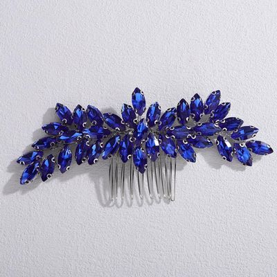 Rumtock Vintage Crystal Beads Blue Headpiece for Wedding Brides Hair Comb Handmade Side Headpiece (Blue)