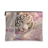 Tiger Makeup Bag, Iridescent Pastel Graphic Cosmetic Travel Pouch for Women, Portable Small Canvas Zipper Organizer, Festival Gift Skincare Toiletry Bag 7x9 Inch view 1