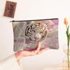 Tiger Makeup Bag, Iridescent Pastel Graphic Cosmetic Travel Pouch for Women, Portable Small Canvas Zipper Organizer, Festival Gift Skincare Toiletry Bag 7x9 Inch view 2
