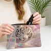 Tiger Makeup Bag, Iridescent Pastel Graphic Cosmetic Travel Pouch for Women, Portable Small Canvas Zipper Organizer, Festival Gift Skincare Toiletry Bag 7x9 Inch view 3