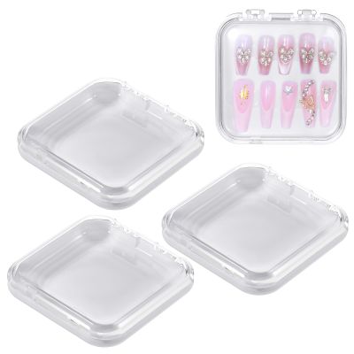 4PCS Press on Nail Storage Box Container with 30PCS Adhesive Double Sided Tape for Fake Nails Storage Case, False Nail Container Artificial False Nails Box Organizer for Business Art Salon