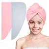 Basumee Microfiber Hair Towel Wrap for Kids 2 Pack Rapid Drying Hair Towel with Button Hair Turbans for Wet Hair Wraps Head Towel Wrap for Women and Girls view 1