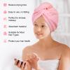Basumee Microfiber Hair Towel Wrap for Kids 2 Pack Rapid Drying Hair Towel with Button Hair Turbans for Wet Hair Wraps Head Towel Wrap for Women and Girls view 4