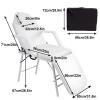 Portable Folding Dental Tattoo Chair, Mobile Adjustable Massage Table with Storage Bag, Esthetician Bed Foldable for Beauty Salon Spa Barber Shop White view 2