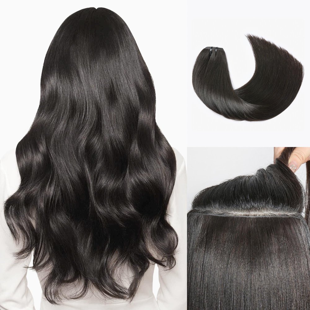 LUVME Invisible Clip in Hair Extensions Real Human Hair, 22 inch 110g 6Pcs, Natural Chestnut Brown Highlights Human Hair Extensions Clip ins for Women, Natural Seamless Straight Human Hair