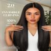 LUVME Invisible Clip in Hair Extensions Real Human Hair, 22 inch 110g 6Pcs, Natural Chestnut Brown Highlights Human Hair Extensions Clip ins for Women, Natural Seamless Straight Human Hair view 2