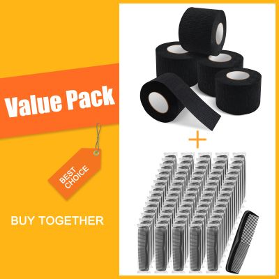 NICEMOVIC 5 Rolls Disposable Barber Paper Neck Strips and 150 Pack Pocket Combs for Men