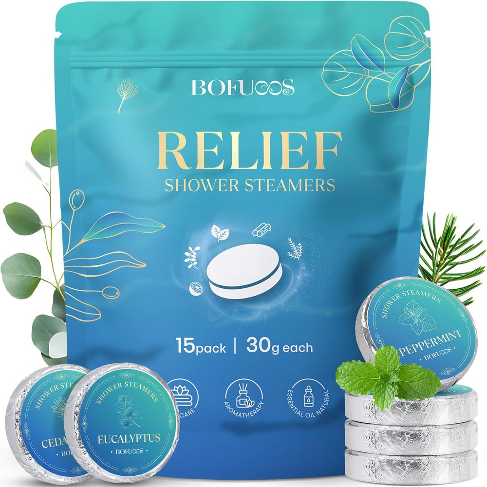 Bofuoos Shower Steamers Aromatherapy, Birthday Valentines Day Gifts for Men Him Dad Boyfriend Teen Boy, Bath Bombs with Natural Essential Oils for Relaxation Self Care SPA -15 Tablets