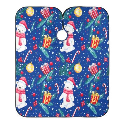 RPLIFE Christmas Cute White Bears Blue Hair Styling Cloth Hair Dresser Color Capes, Hair Cutting Cape Washable