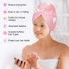 Basumee Microfiber Hair Towel Wrap for Kids 2 Pack Rapid Drying Hair Towel with Button Hair Turbans for Wet Hair Wraps Head Towel Wrap for Women and Girls view 4