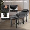FUQIAOTEC Stationary Massage Table Spa Salon Bed Professioanl, Physical Therapy Tables with Metal Frame and PU Surface, Backrest Adjustable, Removable Headrest, Bottom Storage Shelf, Black view 3