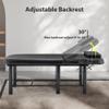 FUQIAOTEC Stationary Massage Table Spa Salon Bed Professioanl, Physical Therapy Tables with Metal Frame and PU Surface, Backrest Adjustable, Removable Headrest, Bottom Storage Shelf, Black view 4