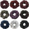 12 Pcs Fabric Cloth Hair Scrunchies, Coffee 6.2Inch Large Glitter Elastics Hair Ties for Dancing, Hair Accessories, Party Decorations, Clothing, Festival Activities view 2