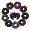 12 Pcs Fabric Cloth Hair Scrunchies, Coffee 6.2Inch Large Glitter Elastics Hair Ties for Dancing, Hair Accessories, Party Decorations, Clothing, Festival Activities view 3