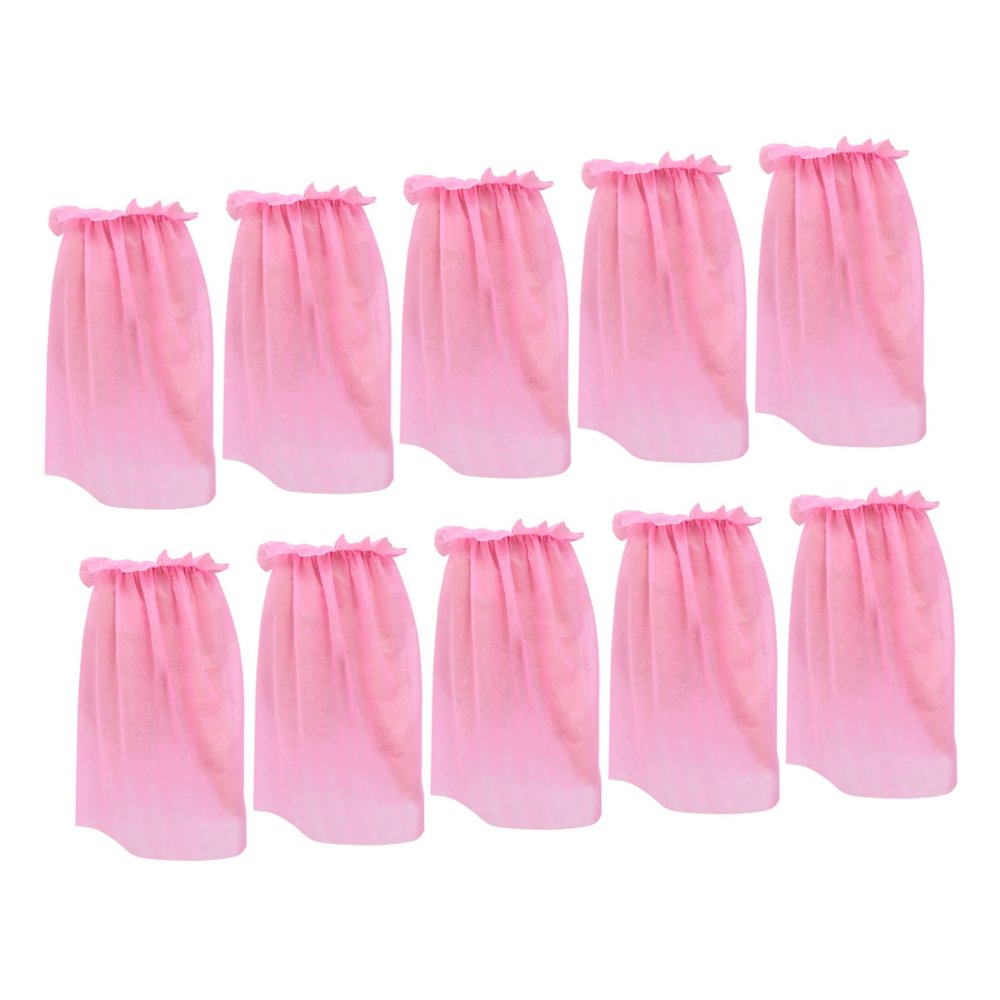 10 Pcs Bathing Skirts Non Woven Spa Wear Versatile Breast Wraps Bath Shirts Fits for Spa and Skincare Services Pink