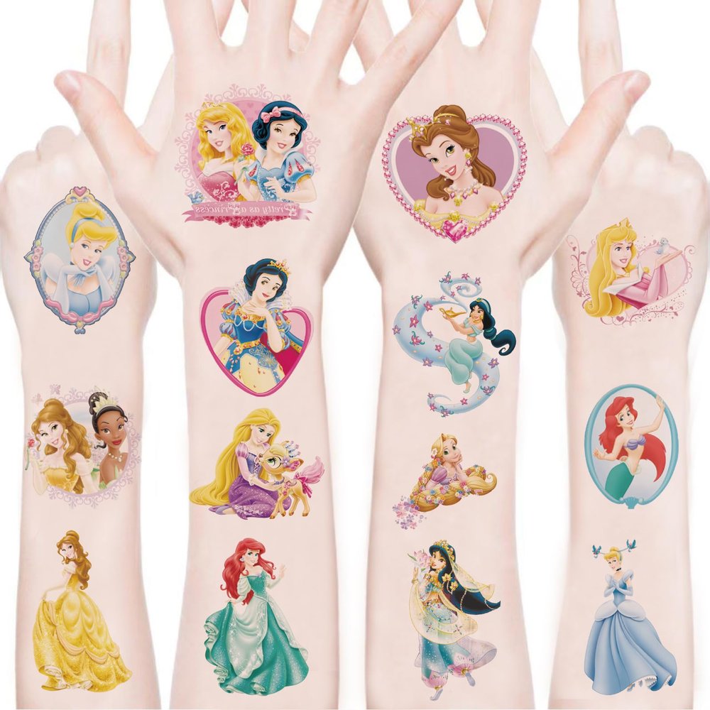 100Sheets Princess Temporary Tattoos for Kids,Cartoon Disney Princess Temporary Tattoos Gift For Fan Birthday Party Decorations for Girl Boys Home Activity Class Prizes Carnival Christmas Rewards