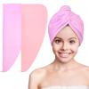 Basumee Microfiber Hair Towel Wrap for Kids 2 Pack Rapid Drying Hair Towel with Button Hair Turbans for Wet Hair Wraps Head Towel Wrap for Women and Girls view 1