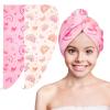 Basumee Microfiber Hair Towel Wrap for Kids 2 Pack Rapid Drying Hair Towel with Button Hair Turbans for Wet Hair Wraps Head Towel Wrap for Women and Girls view 1