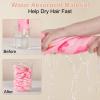 Basumee Microfiber Hair Towel Wrap for Kids 2 Pack Rapid Drying Hair Towel with Button Hair Turbans for Wet Hair Wraps Head Towel Wrap for Women and Girls view 2