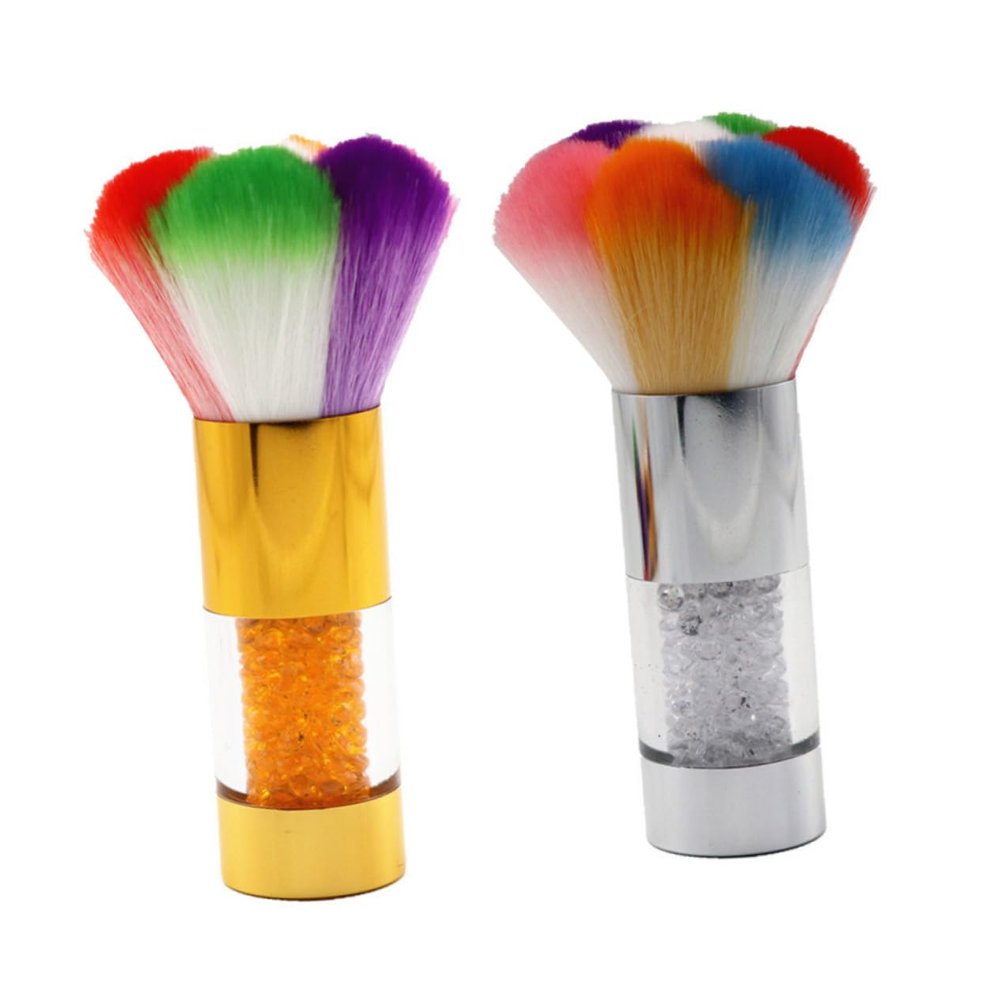 COMPUKAS 2Pcs Fluffy Nail Dust Brush Soft Makeup Brushes for Nail Art Cleaning and Loose Powder Application Skin Friendly Bristles for Manicure and present