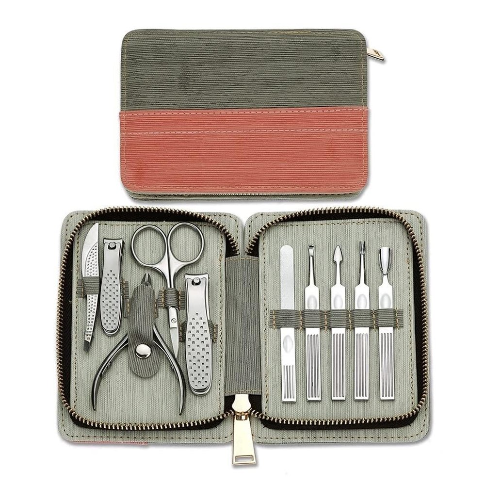 10 Pcs Stainless Steel Nail Care Kit for Professional Manicure Pedicure Set Grooming Kit with Travel Case
