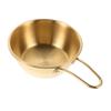 DEARMAMY Men Shaving Soap Bowl with Stylish Gold Handle Stainless Steel Lathering Mug for Comfortable Shaving Travel Friendly Grooming Accessory for Use view 1