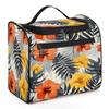 Adornori Tropical Leaves Flower Travel Toiletry Bag for Men and Women, Large Hanging Makeup Bag Organizer Toiletries Bag for Travel, Floral Cosmetic Bag with Handle view 1