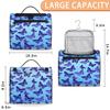 Adornori Blue Travel Toiletry Bag for Men and Women, Large Hanging Makeup Bag Organizer Toiletries Bag for Travel, Butterfly Cosmetic Bag with Handle view 2
