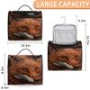 Adornori Funny Fox Travel Toiletry Bag for Men and Women, Large Hanging Makeup Bag Organizer Toiletries Bag for Travel, Animal Theme Cosmetic Bag with Handle view 2