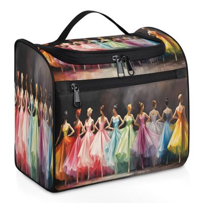 Adornori Ballet Travel Toiletry Bag for Men and Women, Large Hanging Makeup Bag Organizer Toiletries Bag for Travel, Ballet Theme Cosmetic Bag with Handle