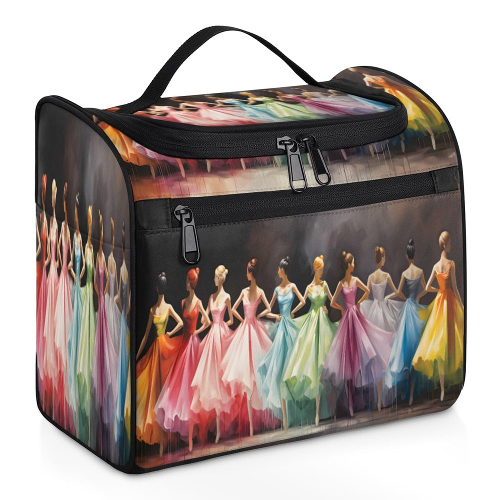 Adornori Ballet Travel Toiletry Bag for Men and Women, Large Hanging Makeup Bag Organizer Toiletries Bag for Travel, Ballet Theme Cosmetic Bag with Handle