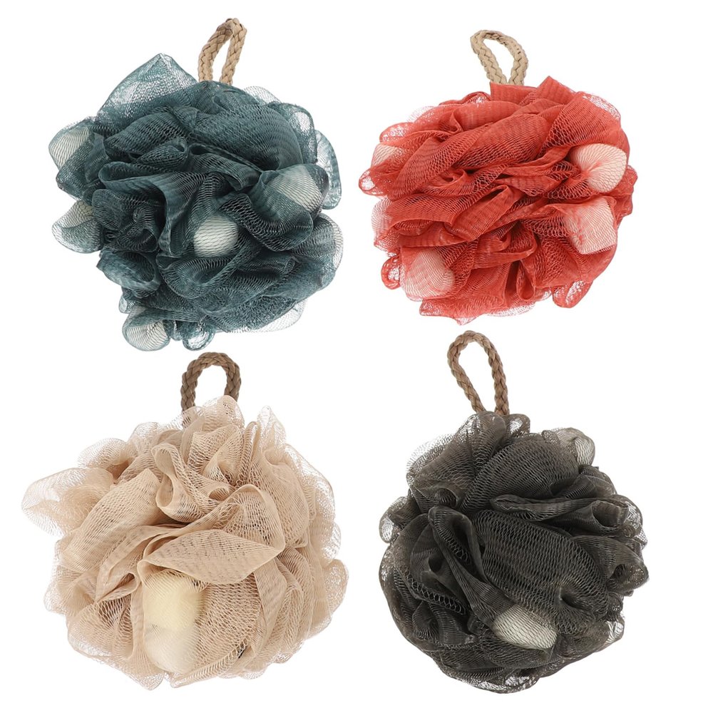 WATIIFUFU 4Pcs Bath Loofah Sponge Exfoliating Shower Balls for Gentle Skin Care Soft and Comfortable Texture for Relaxing Bath Experience Random Color
