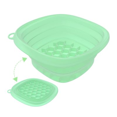 Foldable Silicone Washbasin For Facial Ice Application, Built-In Ice Tray With Ice Mold, Easy To Store And Carry, Suitable For Family, Travel And Party Use (Green)