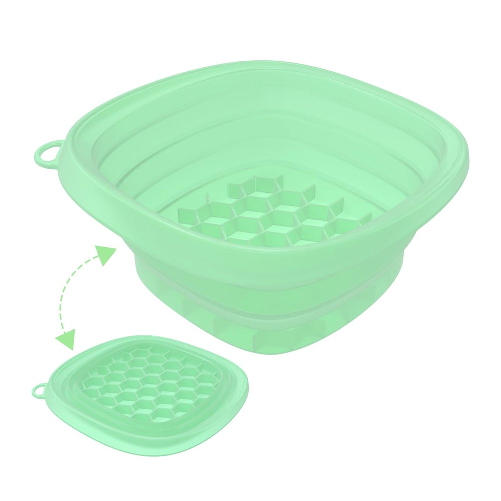 Foldable Silicone Washbasin For Facial Ice Application, Built-In Ice Tray With Ice Mold, Easy To Store And Carry, Suitable For Family, Travel And Party Use (Green)