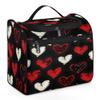 Adornori Black Red Hearts Travel Toiletry Bag for Men and Women, Large Hanging Makeup Bag Organizer Toiletries Bag for Travel, Hearts Romantic Cosmetic Bag with Handle view 1