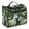 Adornori Zebra Travel Toiletry Bag for Men and Women, Large Hanging Makeup Bag Organizer Toiletries Bag for Travel, Jungle Zebra Cosmetic Bag with Handle view 1