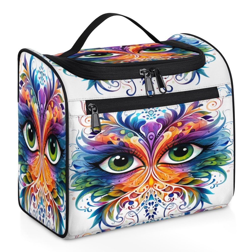 Adornori Mardi Gras Travel Toiletry Bag for Men and Women, Large Hanging Makeup Bag Organizer Toiletries Bag for Travel, Festival Masquerade Party Cosmetic Bag with Handle