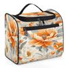Adornori Floral Travel Toiletry Bag for Men and Women, Large Hanging Makeup Bag Organizer Toiletries Bag for Travel, Orange White Flowers Cosmetic Bag with Handle view 1