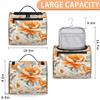 Adornori Floral Travel Toiletry Bag for Men and Women, Large Hanging Makeup Bag Organizer Toiletries Bag for Travel, Orange White Flowers Cosmetic Bag with Handle view 2